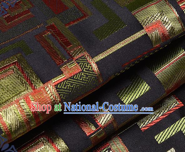 Chinese Traditional Tang Suit Nanjing Brocade Black Fabric Silk Cloth Cheongsam Material Drapery