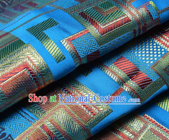 Chinese Traditional Tang Suit Nanjing Brocade Blue Fabric Silk Cloth Cheongsam Material Drapery