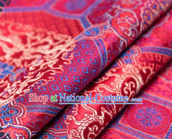 Chinese Traditional Palace Dragon Pattern Tang Suit Brocade Red Fabric Silk Cloth Cheongsam Material Drapery