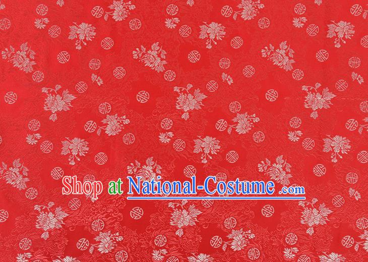 Chinese Traditional Tang Suit Red Brocade Fabric Silk Cloth Cheongsam Material Drapery