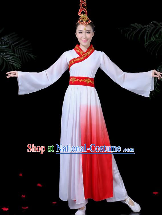 Chinese Classical Dance Yangko White Costume Traditional Folk Dance Fan Dance Clothing for Women