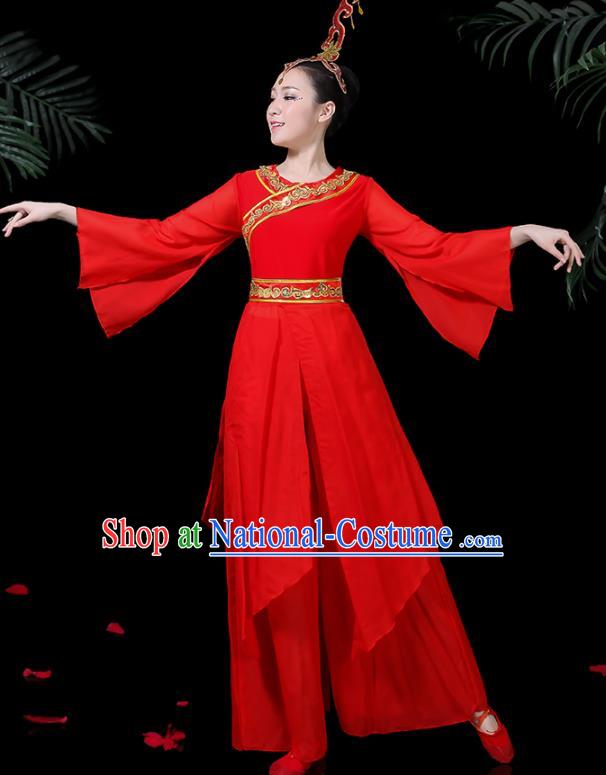 Chinese Classical Dance Yangko Red Costume Traditional Folk Dance Fan Dance Clothing for Women