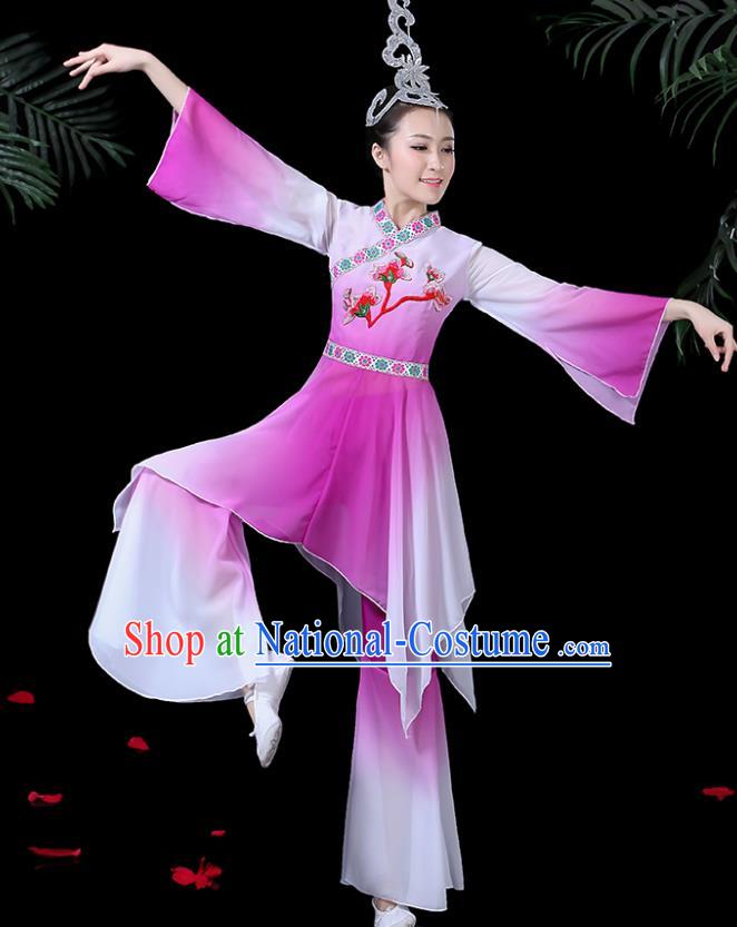 Chinese Classical Dance Purple Costume Traditional Umbrella Dance Fan Dance Clothing for Women