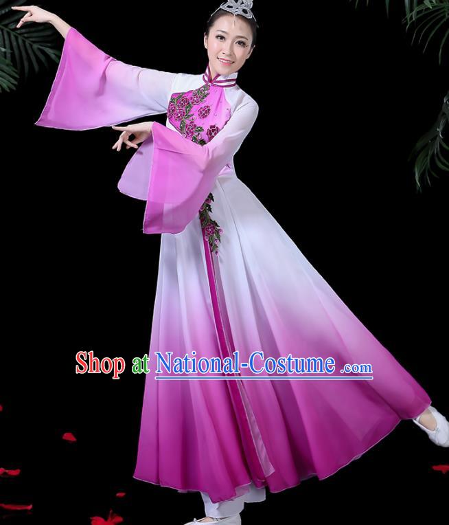 Chinese Classical Dance Costume Traditional Umbrella Dance Fan Dance Purple Dress for Women