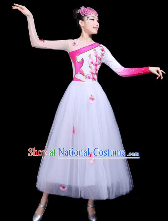 Professional Dance Modern Dance Costume Stage Performance Chorus White Veil Dress for Women