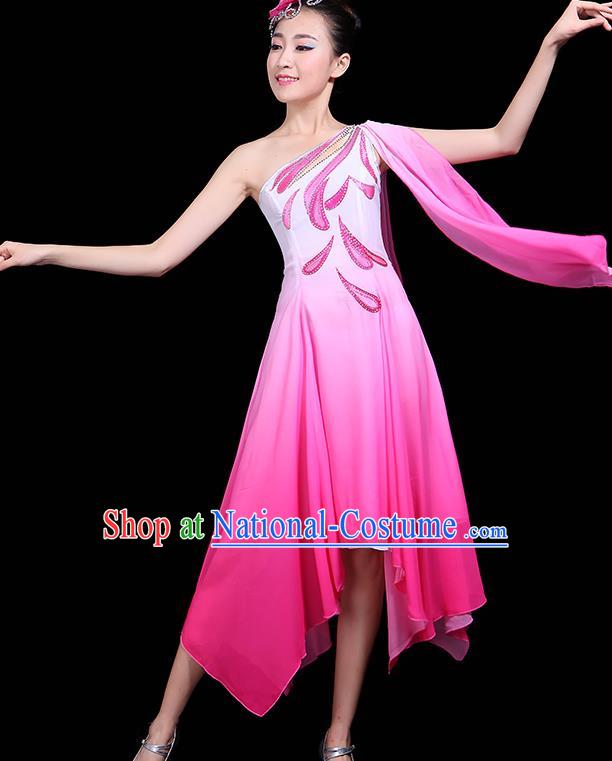 Traditional Jasmine Flower Dance Classical Dance Pink Dress Chinese Folk Dance Umbrella Dance Costume for Women