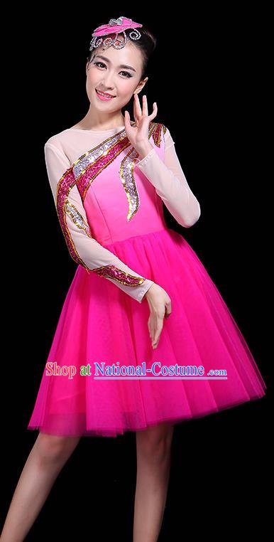 Professional Dance Modern Dance Rosy Bubble Dress Stage Performance Chorus Costume for Women