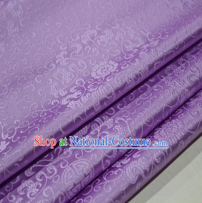 Chinese Traditional Cheongsam Cloth Tang Suit Purple Brocade Fabric Silk Material Drapery