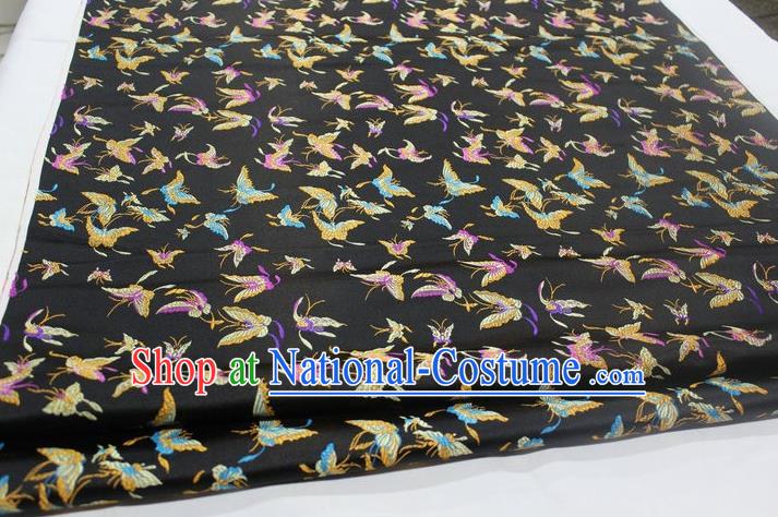 Chinese Traditional Cheongsam Cloth Tang Suit Butterfly Pattern Black Brocade Fabric Silk Material Drapery