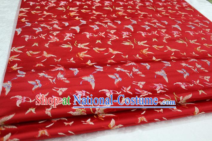 Chinese Traditional Cheongsam Cloth Tang Suit Butterfly Pattern Red Brocade Fabric Silk Material Drapery