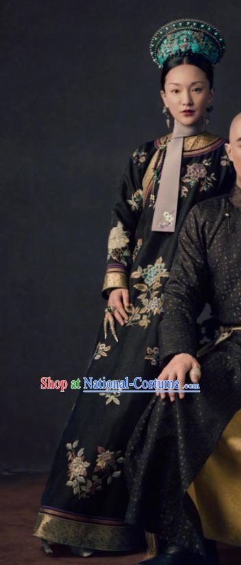 Ancient Chinese Qing Dynasty Queen Ruyi Royal Love in the Palace Embroidered Costumes and Headpiece Complete Set