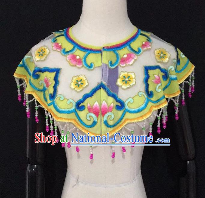 Chinese Traditional Beijing Opera Diva Accessories Peking Opera Costume Embroidered Yellow Cloud Tippet for Adults