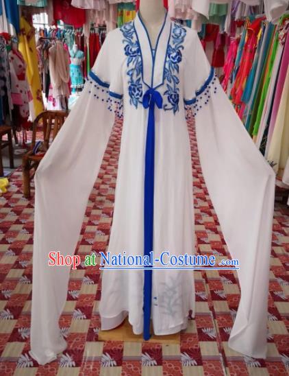 Chinese Traditional Beijing Opera Actress White Dress Peking Opera Princess Costume for Adults