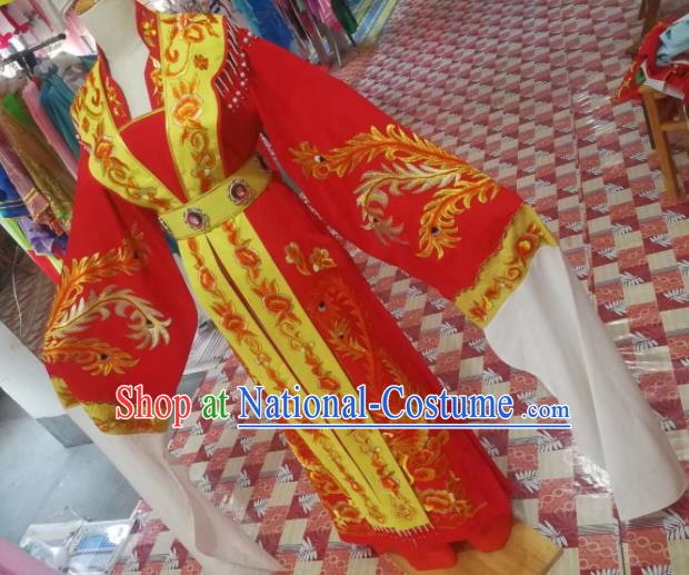 Chinese Traditional Beijing Opera Princess Embroidered Wedding Dress Peking Opera Actress Red Costume for Adults