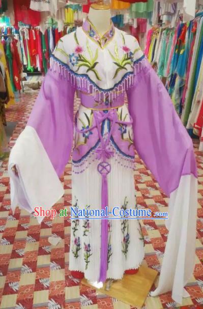 Chinese Traditional Beijing Opera Princess Embroidered Purple Dress Peking Opera Actress Costume for Adults