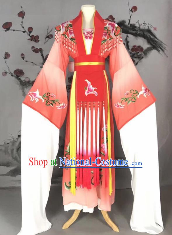 Chinese Traditional Beijing Opera Princess Red Hanfu Dress Peking Opera Diva Water Sleeve Costume for Adults