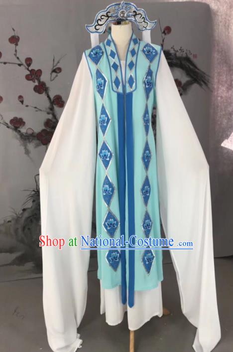 Chinese Traditional Beijing Opera Young Lady Buddhist Nun Costume and Hat for Adults