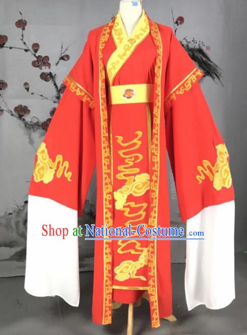 Chinese Traditional Beijing Opera Scholar Red Costume Peking Opera Niche Embroidered Robe for Adults