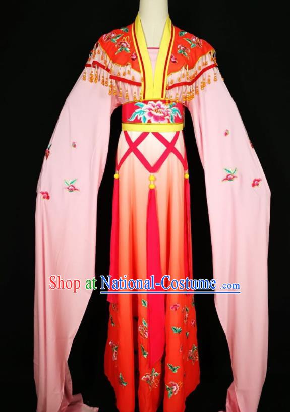 Chinese Traditional Beijing Opera Actress Costume Princess Embroidered Red Hanfu Dress for Adults