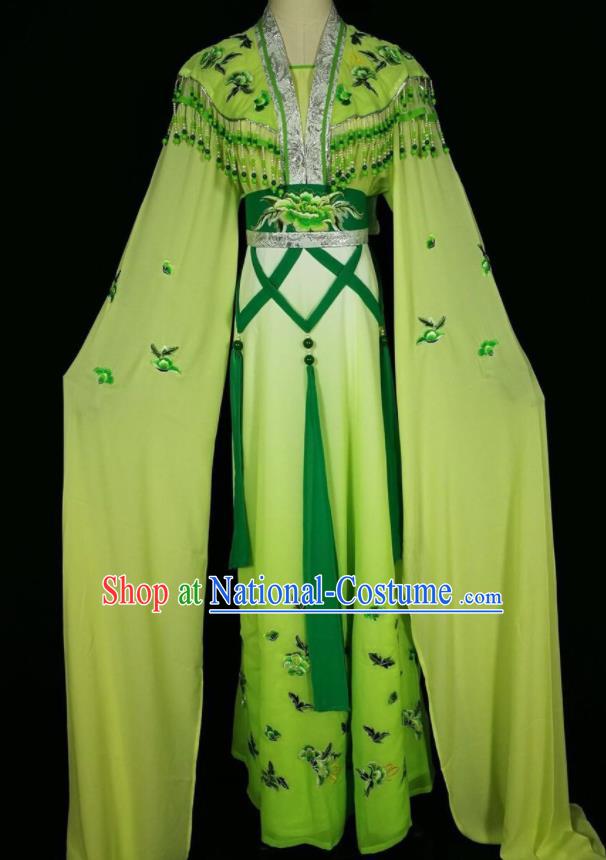 Chinese Traditional Beijing Opera Actress Costume Princess Embroidered Green Hanfu Dress for Adults