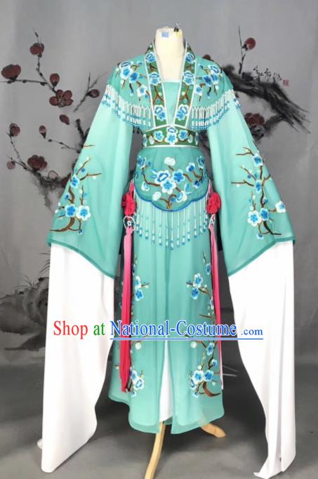 Chinese Traditional Beijing Opera Green Embroidered Dress Peking Opera Actress Costume for Rich