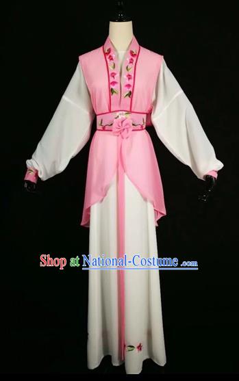 Chinese Traditional Beijing Opera Young Lady Pink Dress Peking Opera Maidservants Costumes for Adults