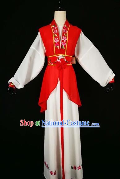 Chinese Traditional Beijing Opera Young Lady Red Dress Peking Opera Maidservants Costumes for Adults