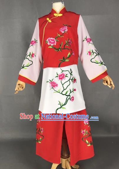 Chinese Traditional Beijing Opera Maidservants Embroidered Red Clothing Peking Opera Diva Costumes for Adults