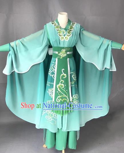 Chinese Traditional Beijing Opera Martial Arts Lady Green Clothing Peking Opera Actress Costumes for Adults