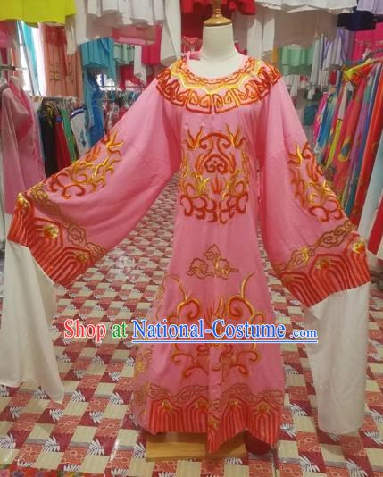 Chinese Traditional Beijing Opera Scholar Costume Peking Opera Prince Embroidered Pink Robe for Adults