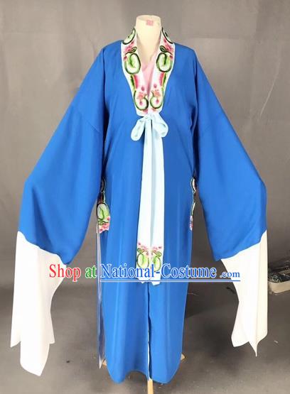 Chinese Traditional Beijing Opera Scholar Costume Peking Opera Niche Blue Robe for Adults