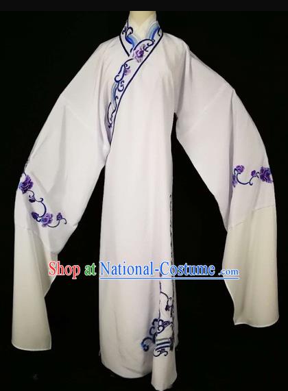 Chinese Traditional Beijing Opera Scholar White Robe Peking Opera Niche Costume for Adults