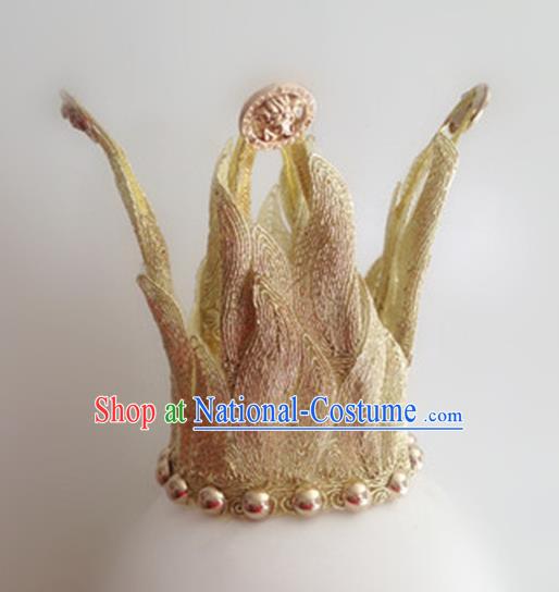 Top Halloween Catwalks Hair Accessories Stage Show Golden Royal Crown Headdress for Women