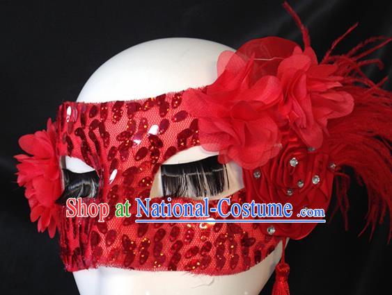 Top Halloween Accessories Brazilian Carnival Catwalks Red Feather Face Masks for Women