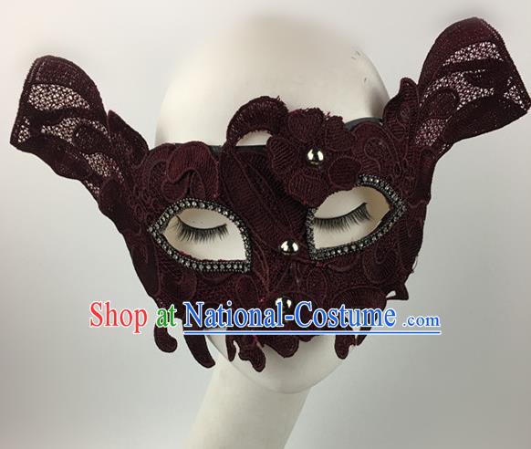 Top Halloween Accessories Brazilian Carnival Catwalks Wine Red Face Masks for Women