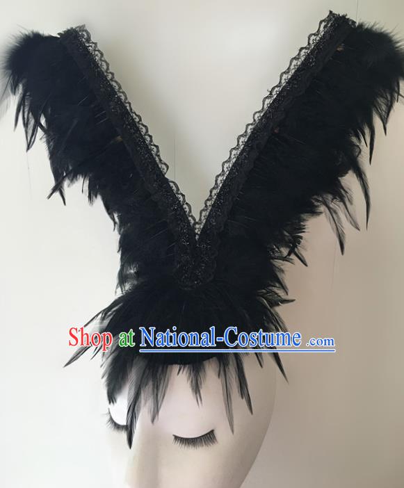 Top Halloween Catwalks Hair Accessories Stage Show Black Feather Headdress for Women