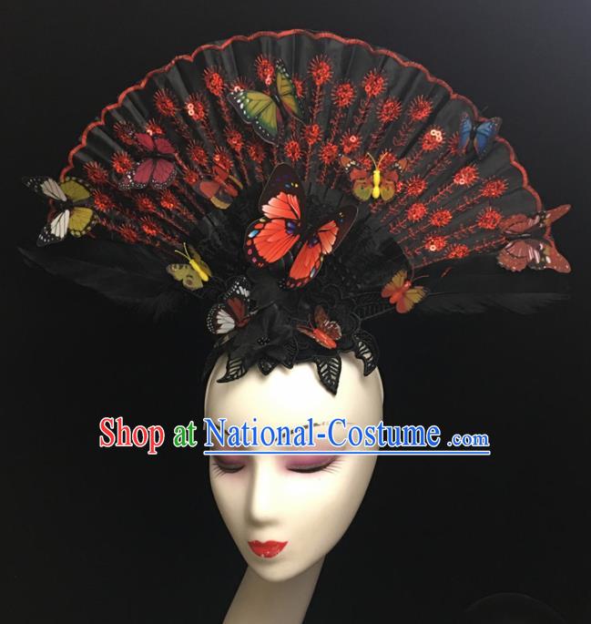 Chinese Stage Show Black Hair Accessories Traditional Catwalks Palace Headdress for Women