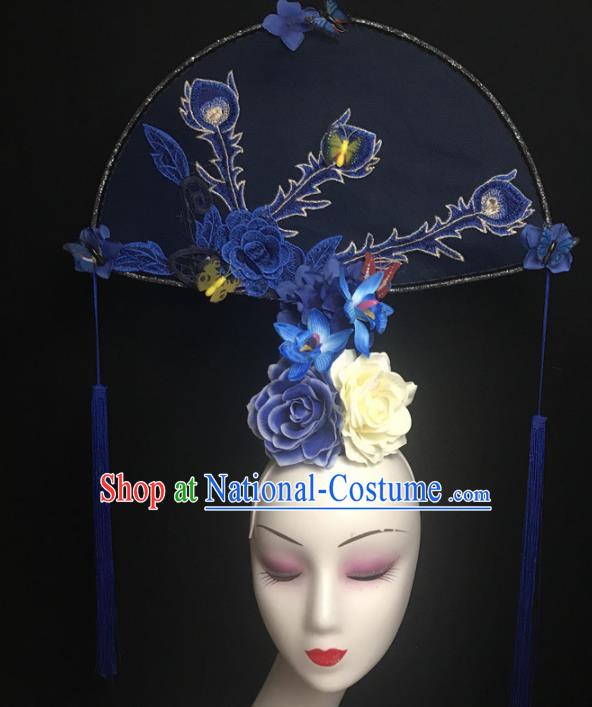 Chinese Stage Show Embroidered Hair Accessories Traditional Catwalks Palace Headdress for Women