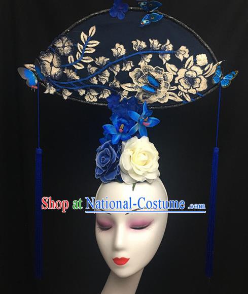 Chinese Stage Show Peony Flowers Hair Accessories Traditional Catwalks Palace Headdress for Women