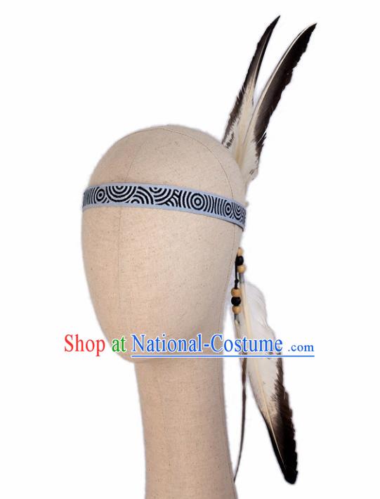 Top Halloween Stage Show Feather Hair Accessories Catwalks Primitive Tribe Hair Clasp for Women