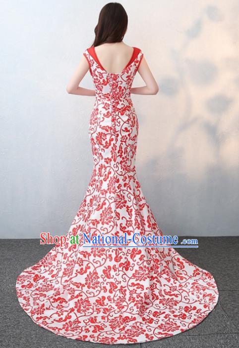 Chinese Traditional Elegant Qipao Dress Classical Costume Printing Lotus Cheongsam for Women