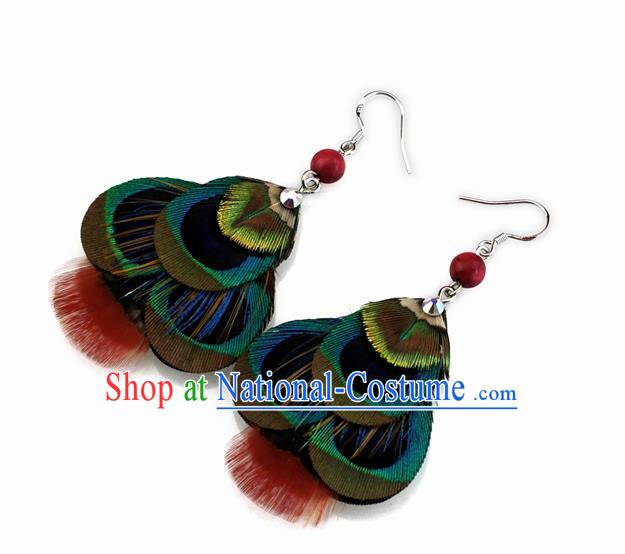 Handmade Baroque Feather Earrings Stage Show Dance Ear Accessories for Women