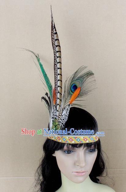 Top Carnival Catwalks Hair Accessories Apache Knight Primitive Tribe Feather Headwear for Adults