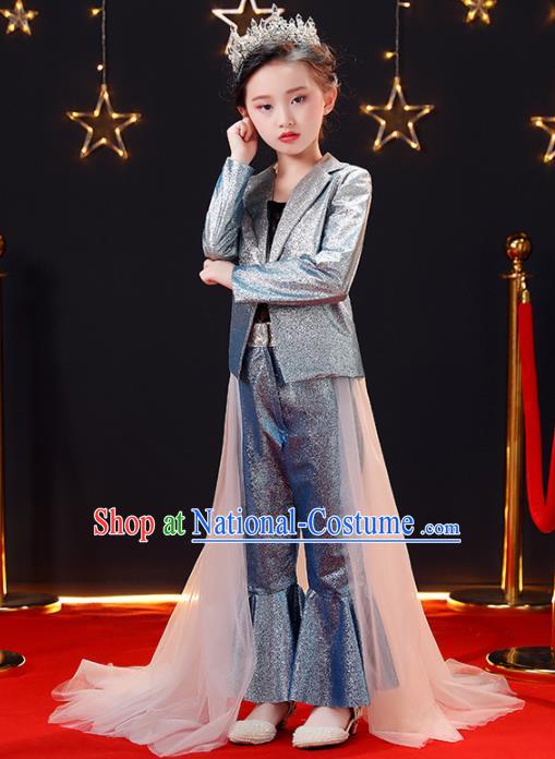 Top Modern Dance Costume Children Opening Dance Compere Performance Suits for Girls Kids