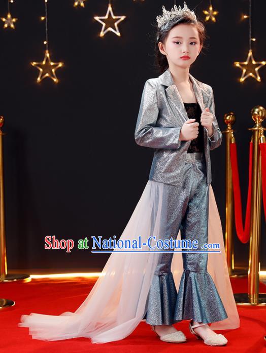 Top Modern Dance Costume Children Opening Dance Compere Performance Suits for Girls Kids