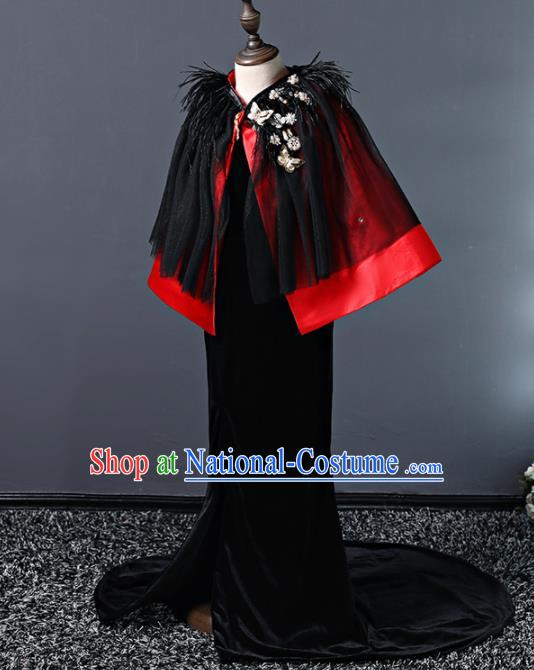 Children Modern Dance Costume Court Dance Compere Halloween Catwalks Full Dress for Girls Kids