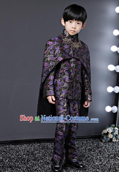 Children Modern Dance Costume Compere Halloween Catwalks Purple Suits for Kids