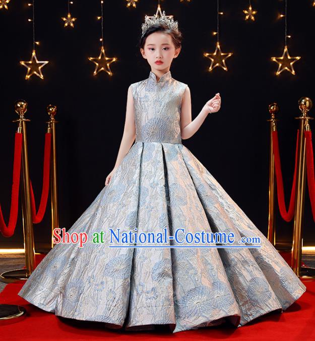 Children Modern Dance Costume Opening Dance Compere Catwalks Performance Full Dress for Girls Kids