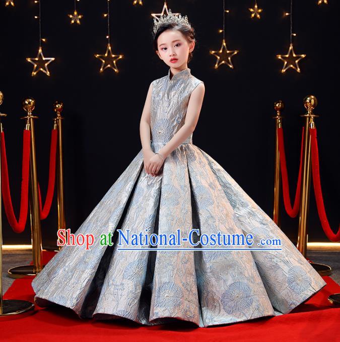 Children Modern Dance Costume Opening Dance Compere Catwalks Performance Full Dress for Girls Kids