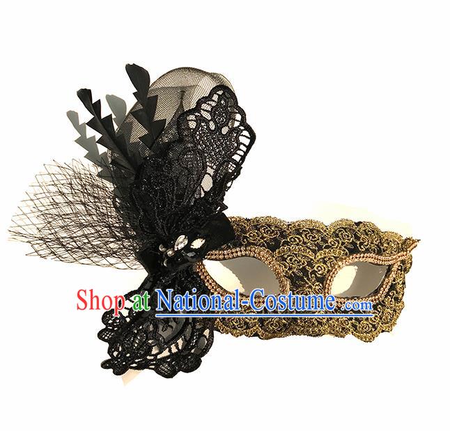 Top Halloween Cosplay Masks Brazilian Carnival Catwalks Golden Lace Face Mask for Women